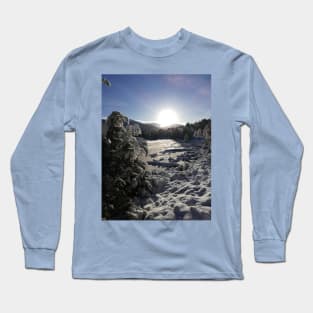 Snowy Lake in sunshine Long Sleeve T-Shirt